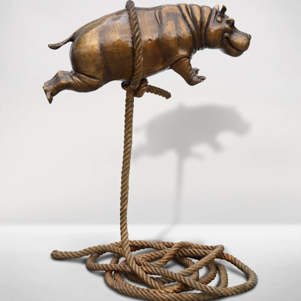 Gillie and Marc Bronze Sculpture ~ 'Flying Hippos on a Short Rope' - Curate Art & Design Gallery Sorrento Mornington Peninsula Melbourne