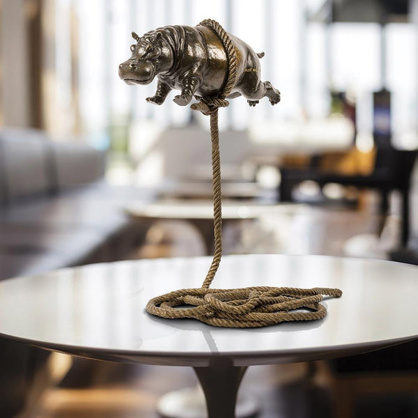 Gillie and Marc Bronze Sculpture ~ 'Flying Hippos on a Short Rope' - Curate Art & Design Gallery Sorrento Mornington Peninsula Melbourne
