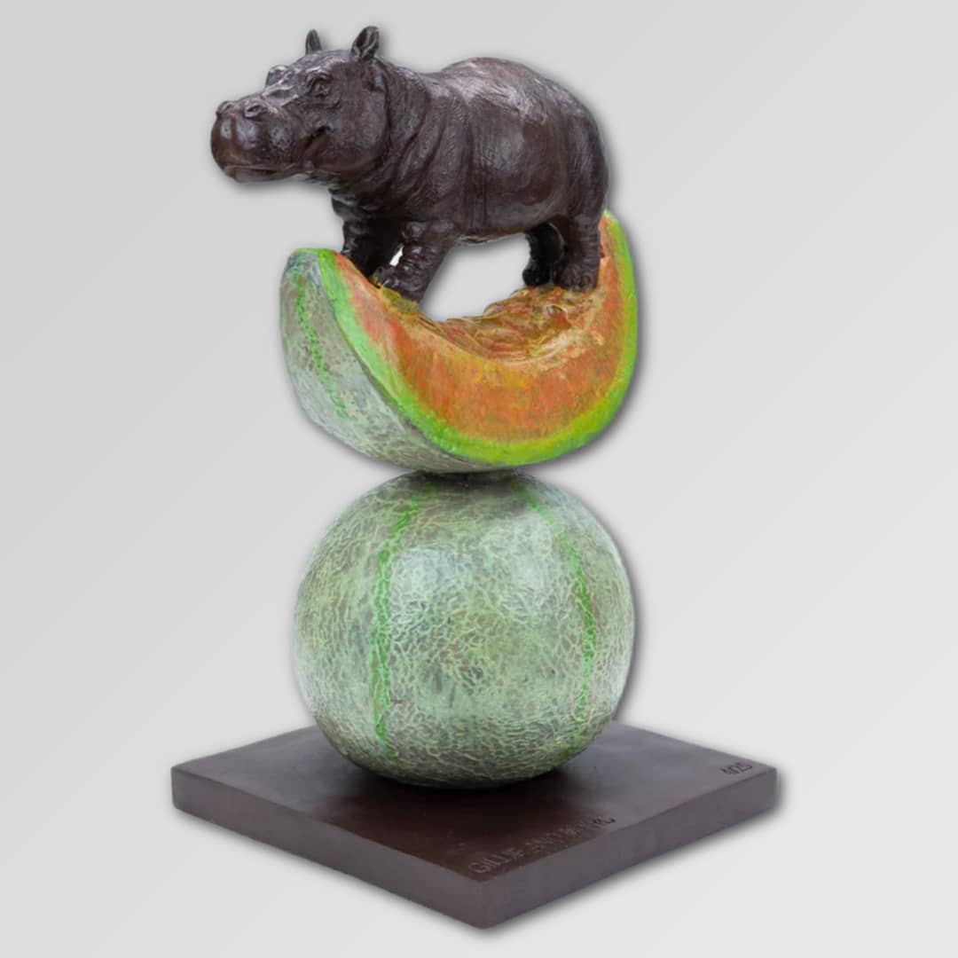 Gillie and Marc Sculpture ~ 'Hippos Love Cantaloupes'