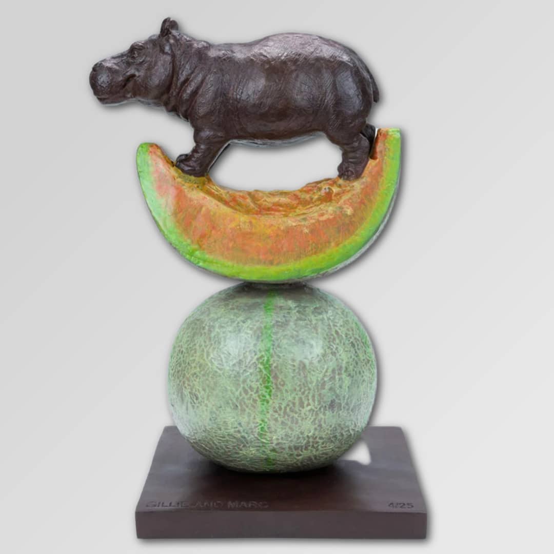 Gillie and Marc Sculpture ~ 'Hippos Love Cantaloupes'