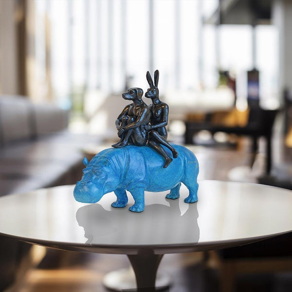 Gillie and Marc Bronze Sculpture ~ 'They Were Happy Hippo Riders' - Curate Art & Design Gallery Sorrento Mornington Peninsula Melbourne