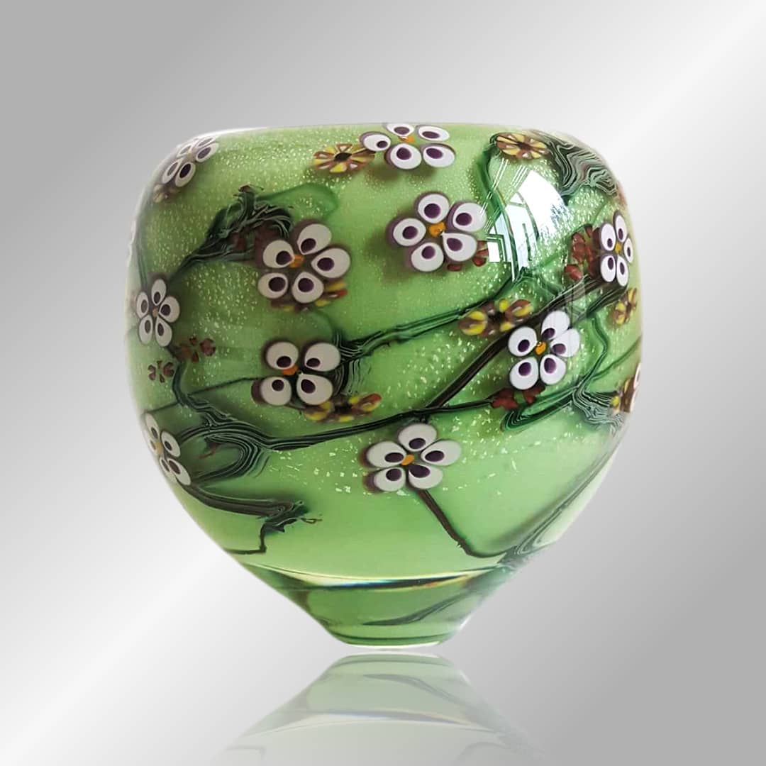 Anne Clifton Glass ~ 'Wildflower Vase in Apple' - Curate Art & Design Gallery in Sorrento Mornington Peninsula Melbourne