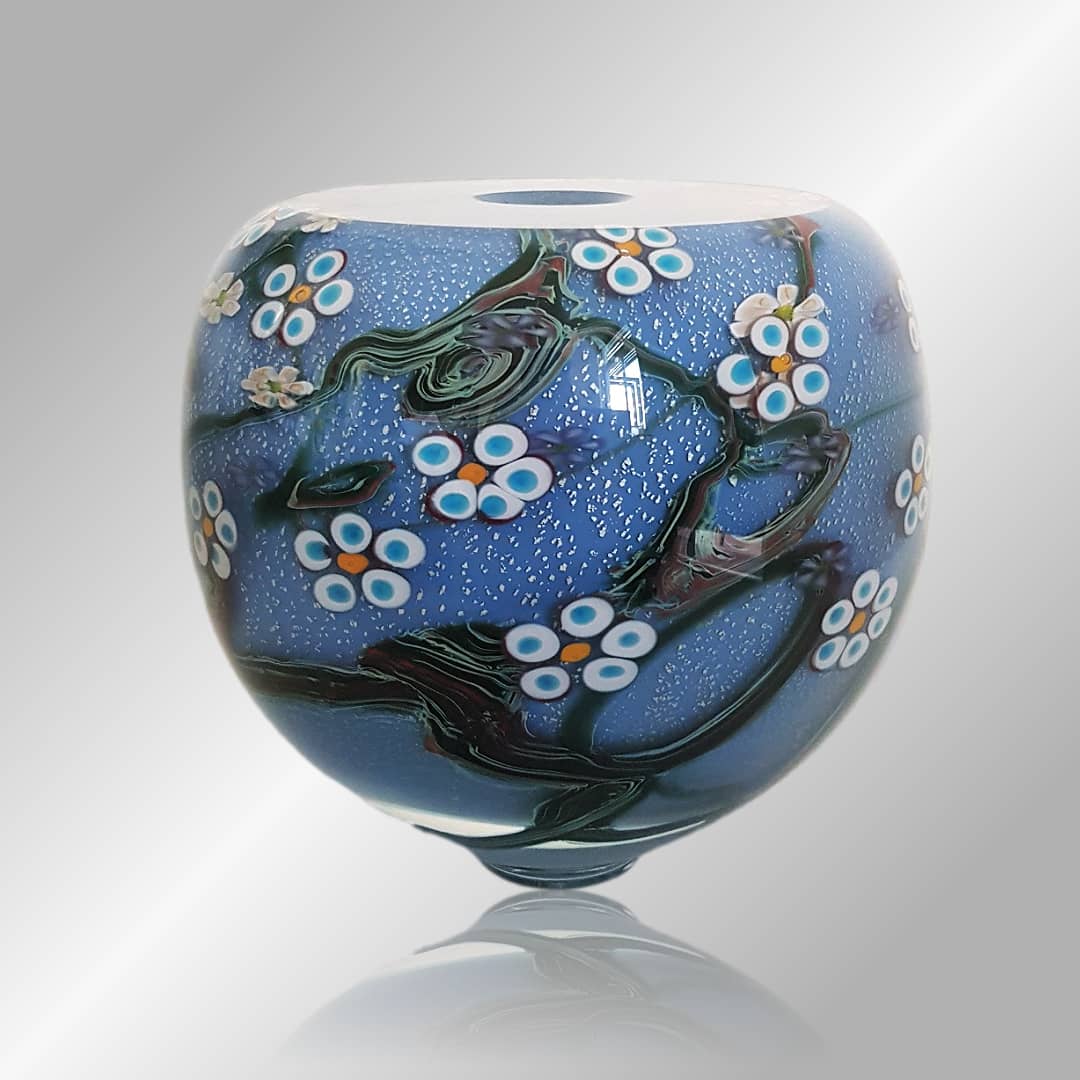Anne Clifton Glass ~ 'Wildflower Vase Stratus' - Curate Art & Design Gallery Sorrento Mornington Peninsula