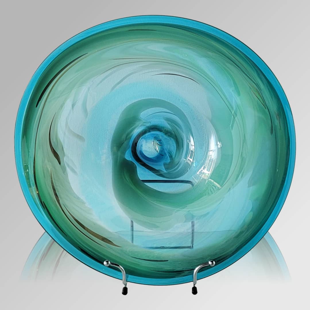 James McMurtrie Glass Platter ~ 'Aqua' - Curate Art & Design Gallery Sorrento Melbourne