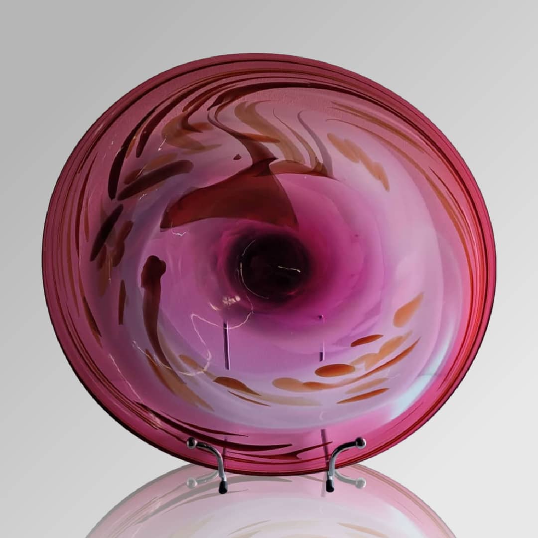 James McMurtrie Glass Platter ~ 'Rose' - Curate Art & Design Gallery Sorrento Melbourne