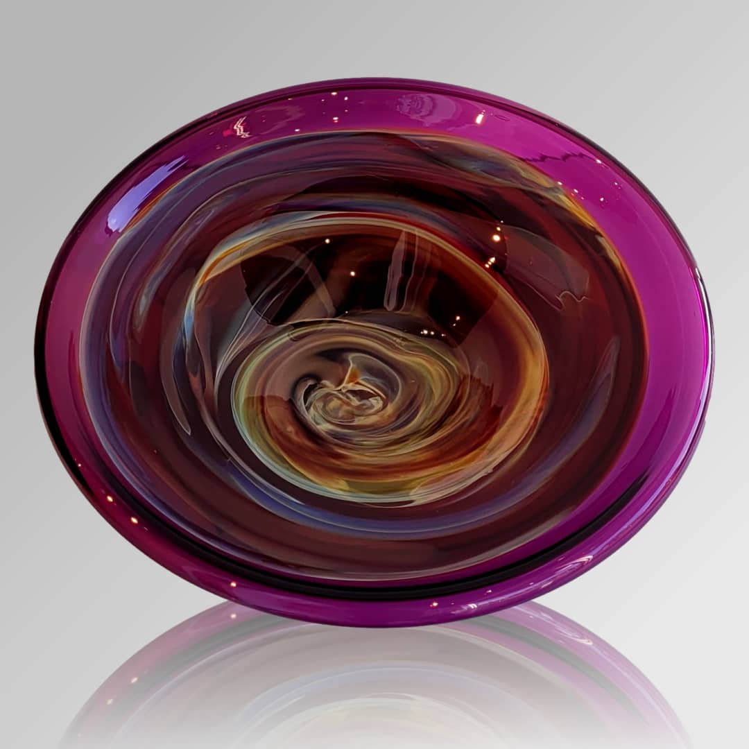 James McMurtrie Glass Bowl Large ~ 'Purple Swirl' - Curate Art & Design Gallery Sorrento Mornington Peninsula Melbourne