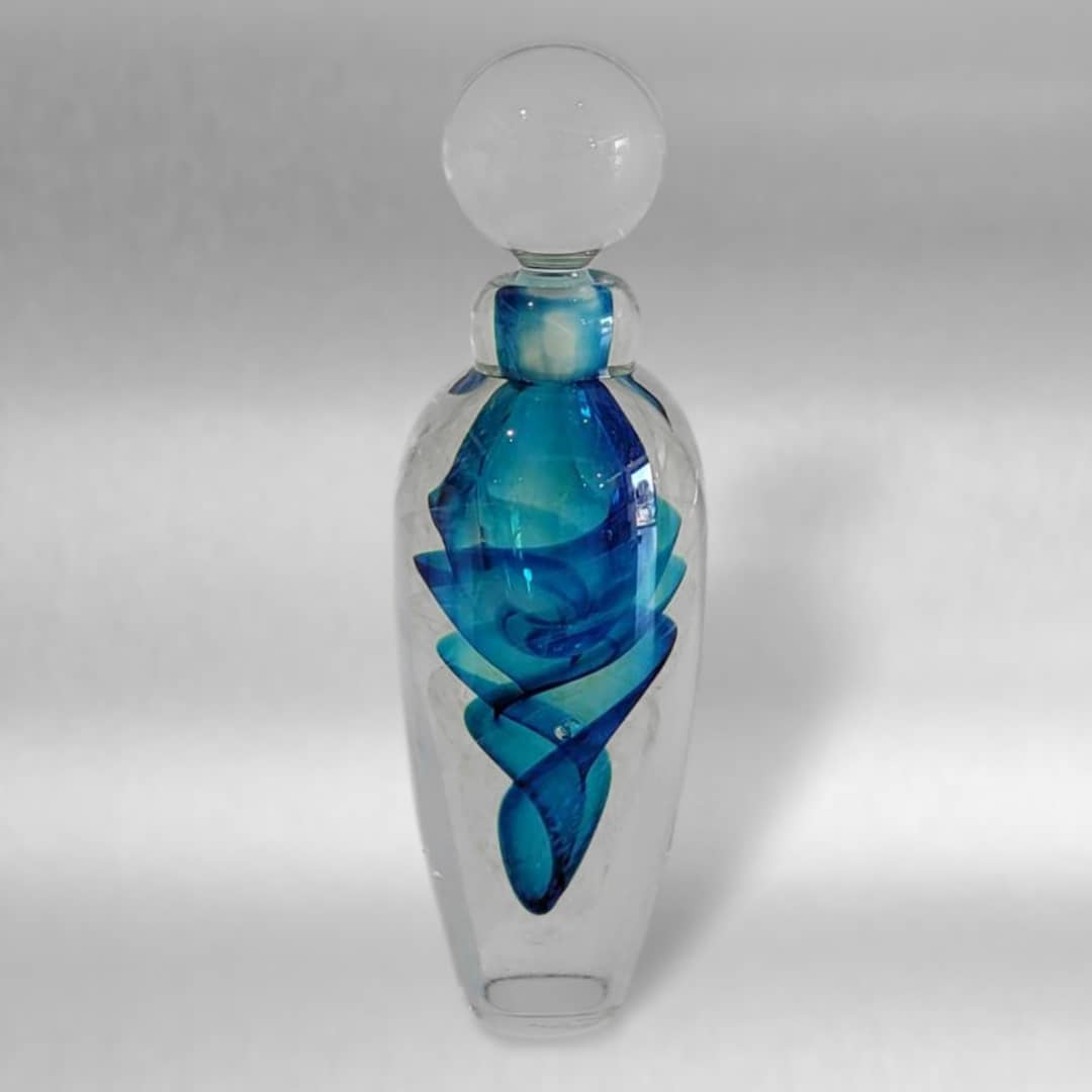 Peter Bowles Glass ~ 'Aurora Bottle in Aqua & Teal' (x Large) (Sold)