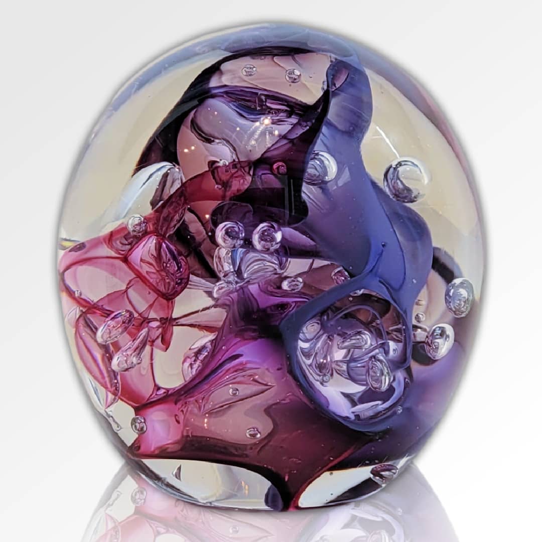 Peninsula-Based Australian Glass Artist Roberta Easton ~ 'Bubbly Sphere, Hyacinth' - Curate Art & Design Gallery Sorrento Mornington Peninsula Melbourne