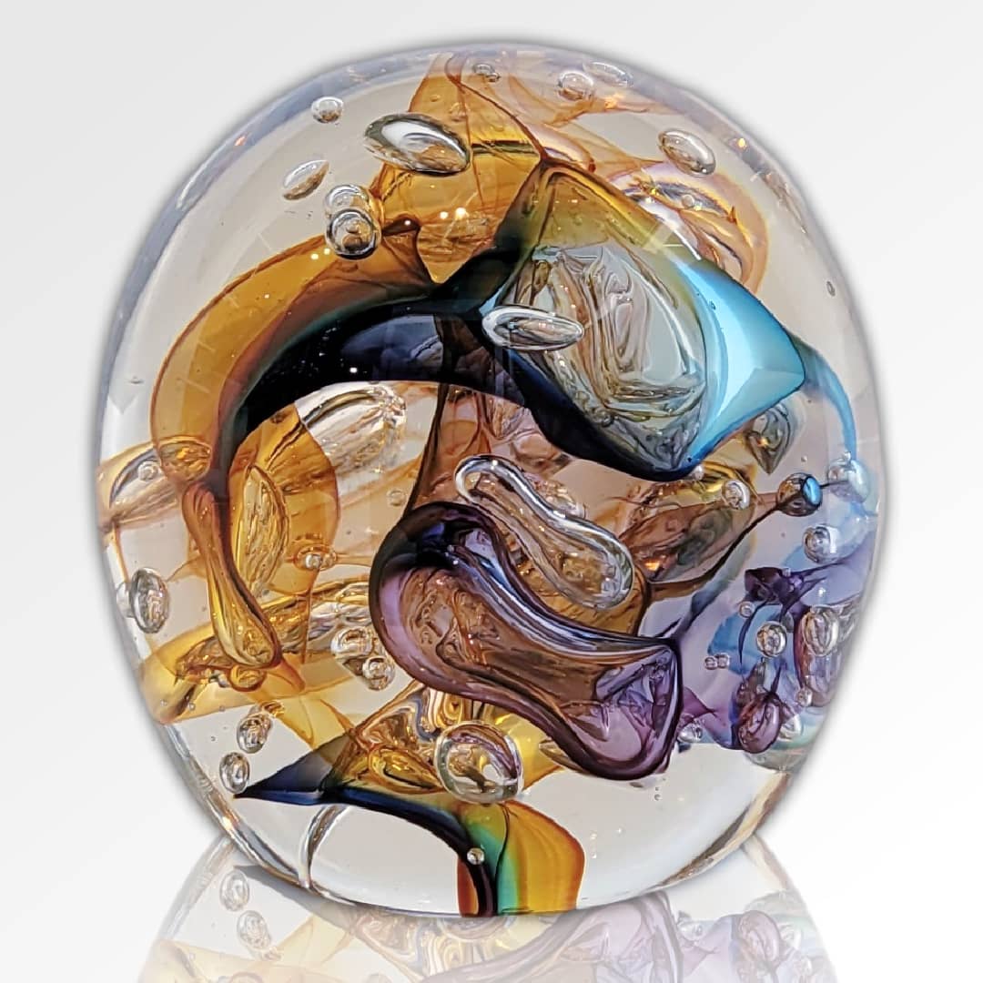 Peninsula-Based Australian Glass Artist Roberta Easton ~ 'Bubbly Sphere, Golden' - Curate Art & Design Gallery Sorrento Mornington Peninsula Melbourne