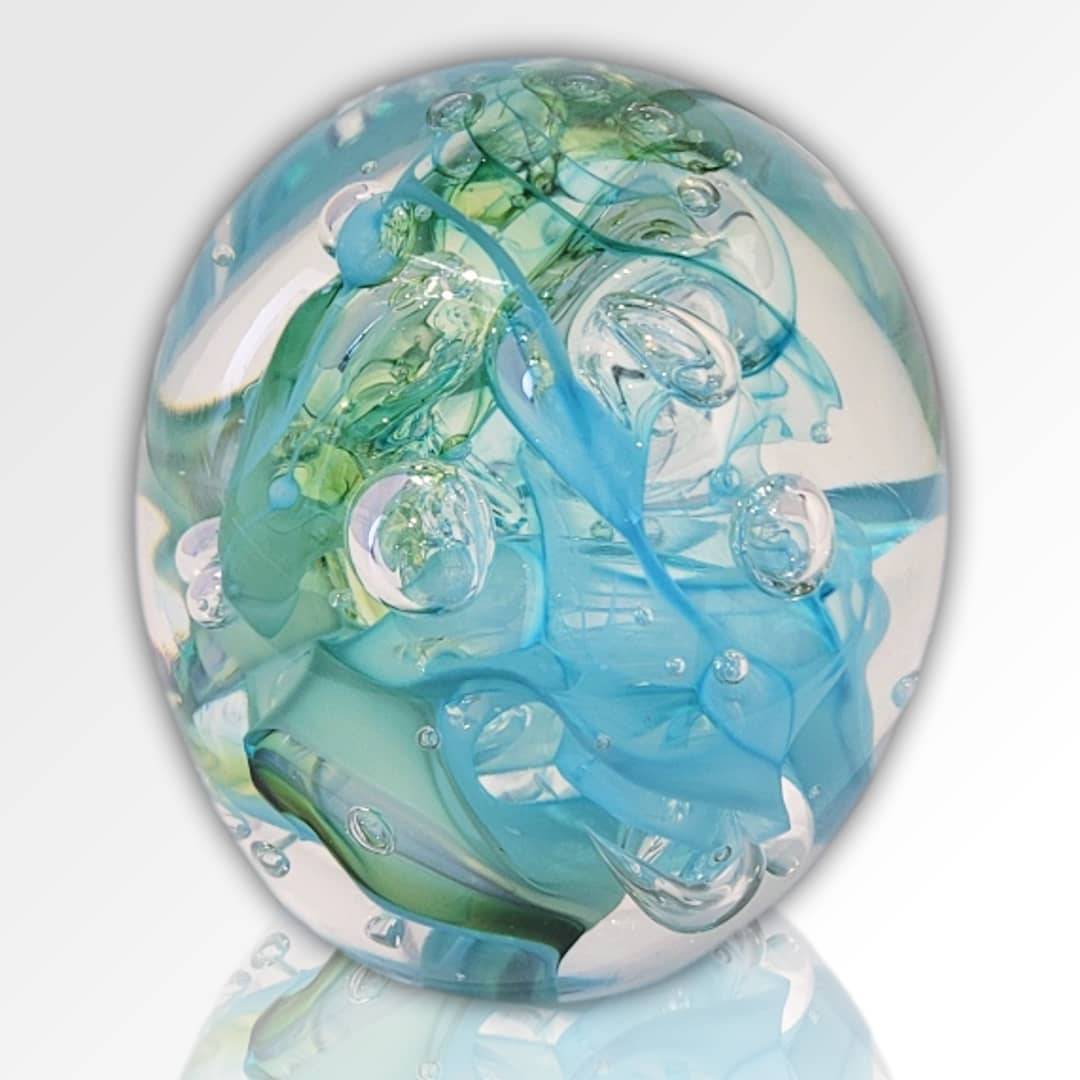 Peninsula-Based Australian Glass Artist Roberta Easton ~ 'Bubbly Sphere, Seafoam' - Curate Art & Design Gallery Sorrento Mornington Peninsula Melbourne