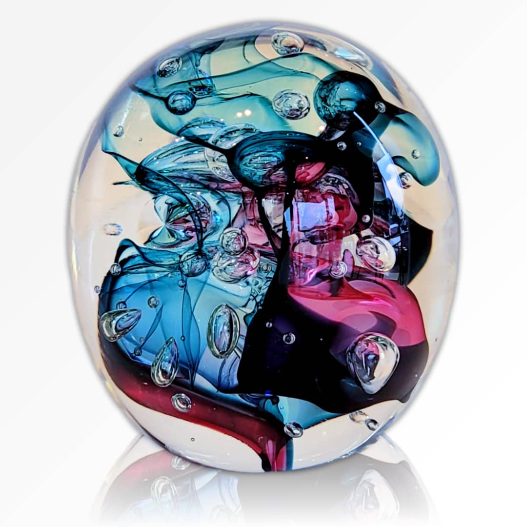 Peninsula-Based Australian Glass Artist Roberta Easton ~ 'Bubbly Sphere, Asagao' - Curate Art & Design Gallery Sorrento Mornington Peninsula Melbourne