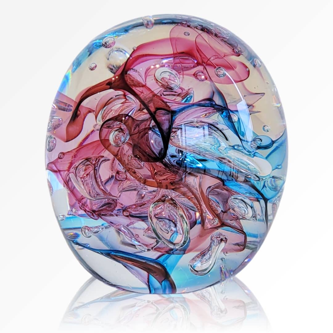 Peninsula-Based Australian Glass Artist Roberta Easton ~ 'Bubbly Sphere, Rosella' - Curate Art & Design Gallery Sorrento Mornington Peninsula Melbourne