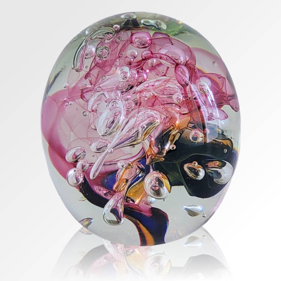 Peninsula-Based Australian Glass Artist Roberta Easton ~ 'Bubbly Sphere, Geranium' - Curate Art & Design Gallery Sorrento Mornington Peninsula Melbourne