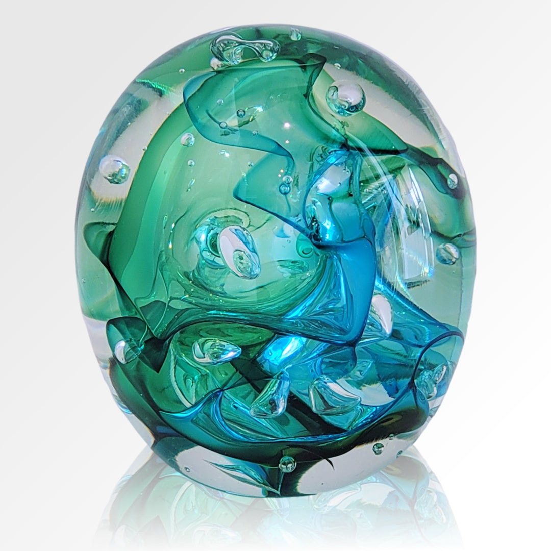 Peninsula-Based Australian Glass Artist Roberta Easton ~ 'Bubbly Sphere, Lagoon' - Curate Art & Design Gallery Sorrento Mornington Peninsula Melbourne