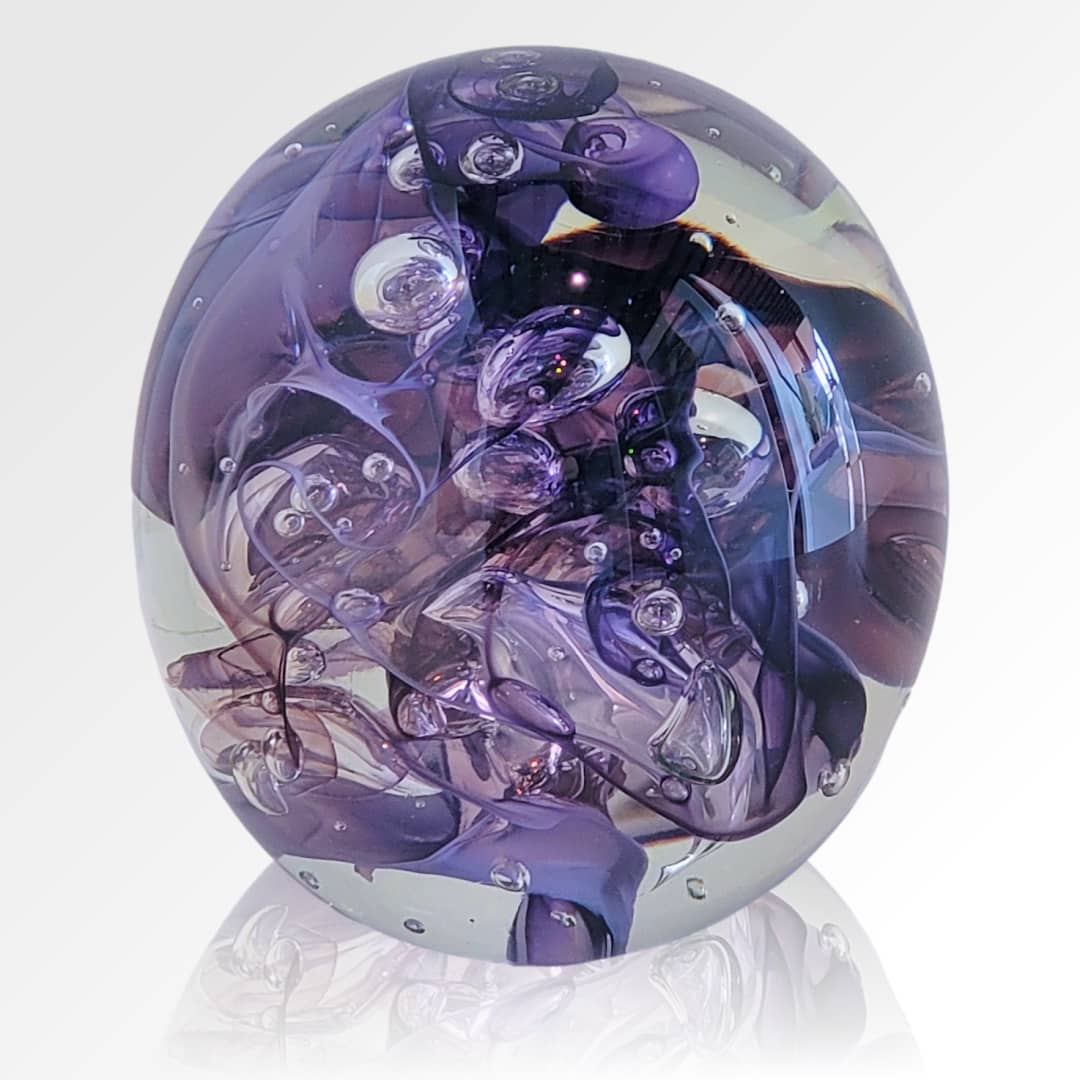 Peninsula-Based Australian Glass Artist Roberta Easton ~ 'Bubbly Sphere, Amethyst' - Curate Art & Design Gallery Sorrento Mornington Peninsula Melbourne