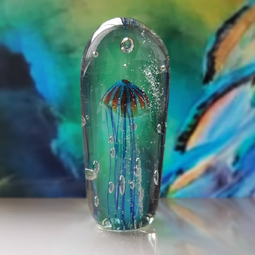 Sean O'Donoghue Iridescent Sea Life Art Glass sale Shell Paperweight