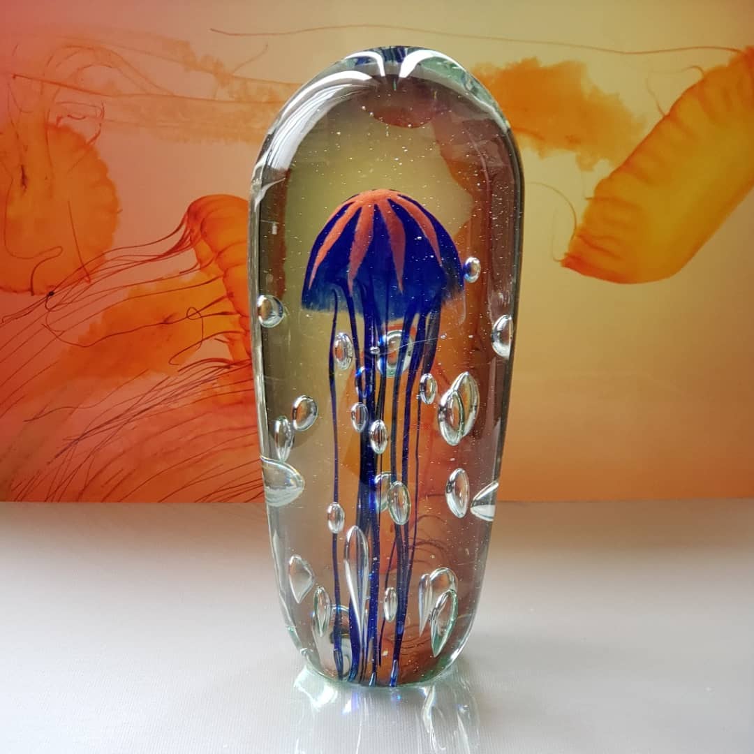 Sean O'Donoghue Glass ~ 'Jellyfish, Medium, Topaz' - Curate Art & Design Gallery Sorrento Victoria