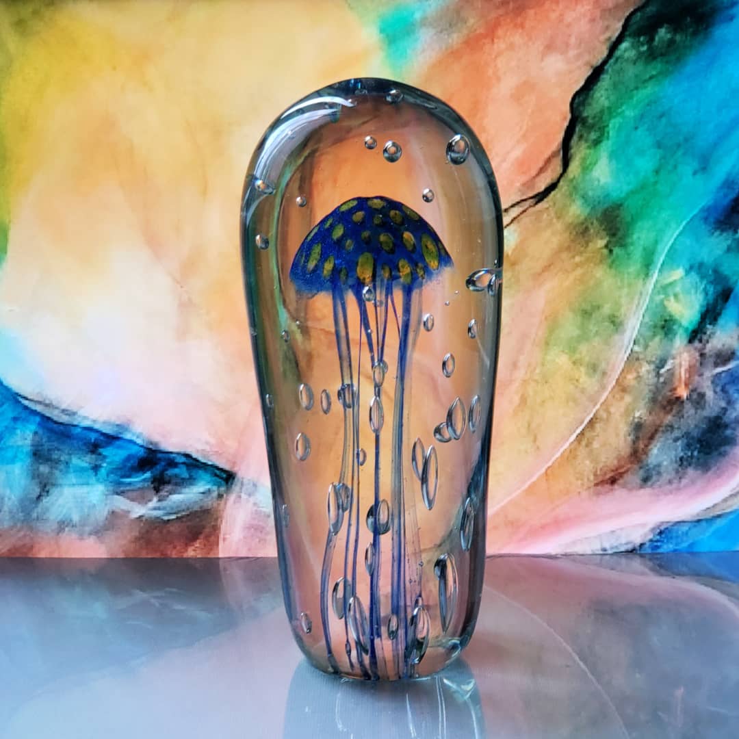 Sean O'Donoghue Glass ~ 'Jellyfish, Medium, Lapis'