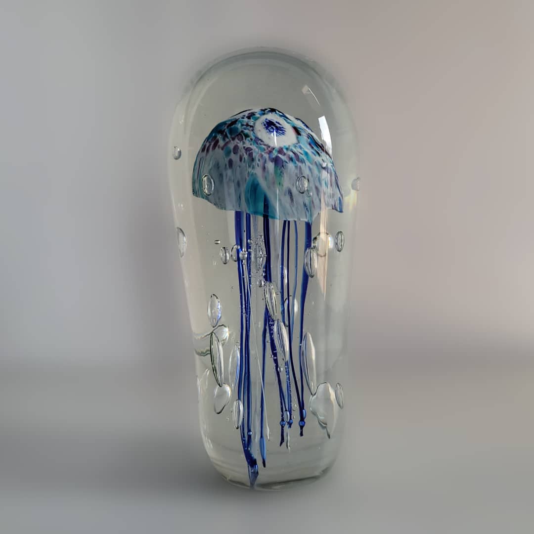 Sean O'Donoghue Glass ~ 'Jellyfish, Medium, Blue' (Sold)