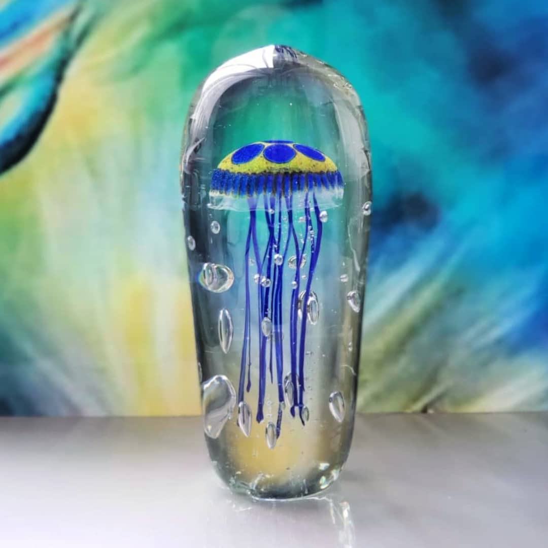 Sean O'Donoghue Glass ~ 'Jellyfish, Medium, Royal - Curate Art & Design Gallery Sorrento Victoria