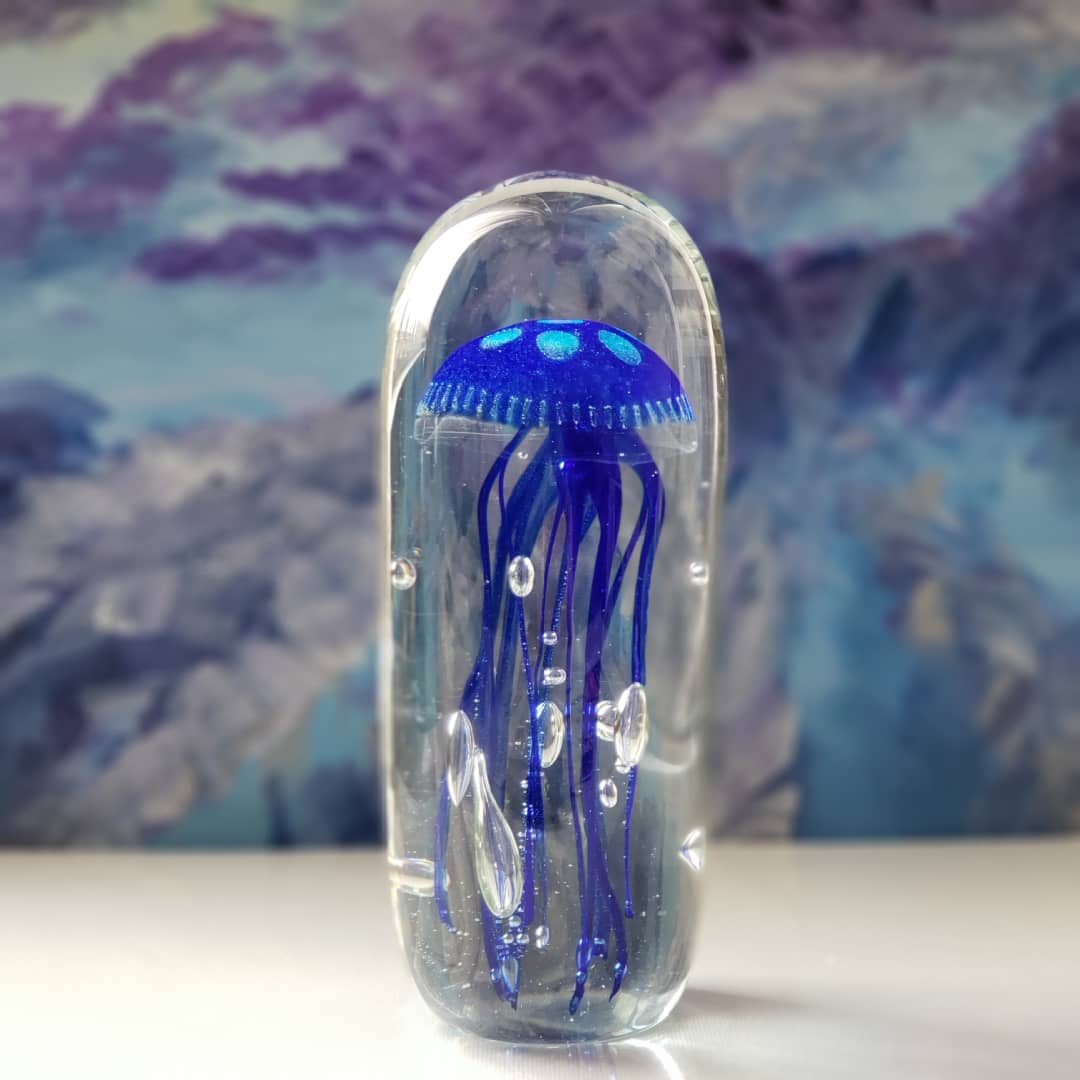 Sean O'Donoghue Glass ~ 'Jellyfish, Small, Blue' - Curate Art & Design Gallery Sorrento Victoria