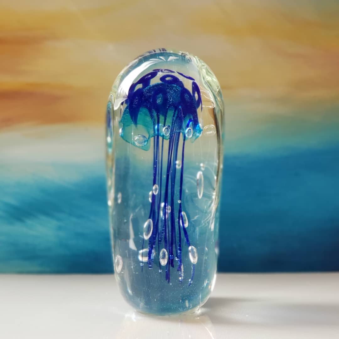 Sean O'Donoghue Glass ~ 'Jellyfish, Small, Sapphire' - Curate Art & Design Gallery Sorrento Victoria