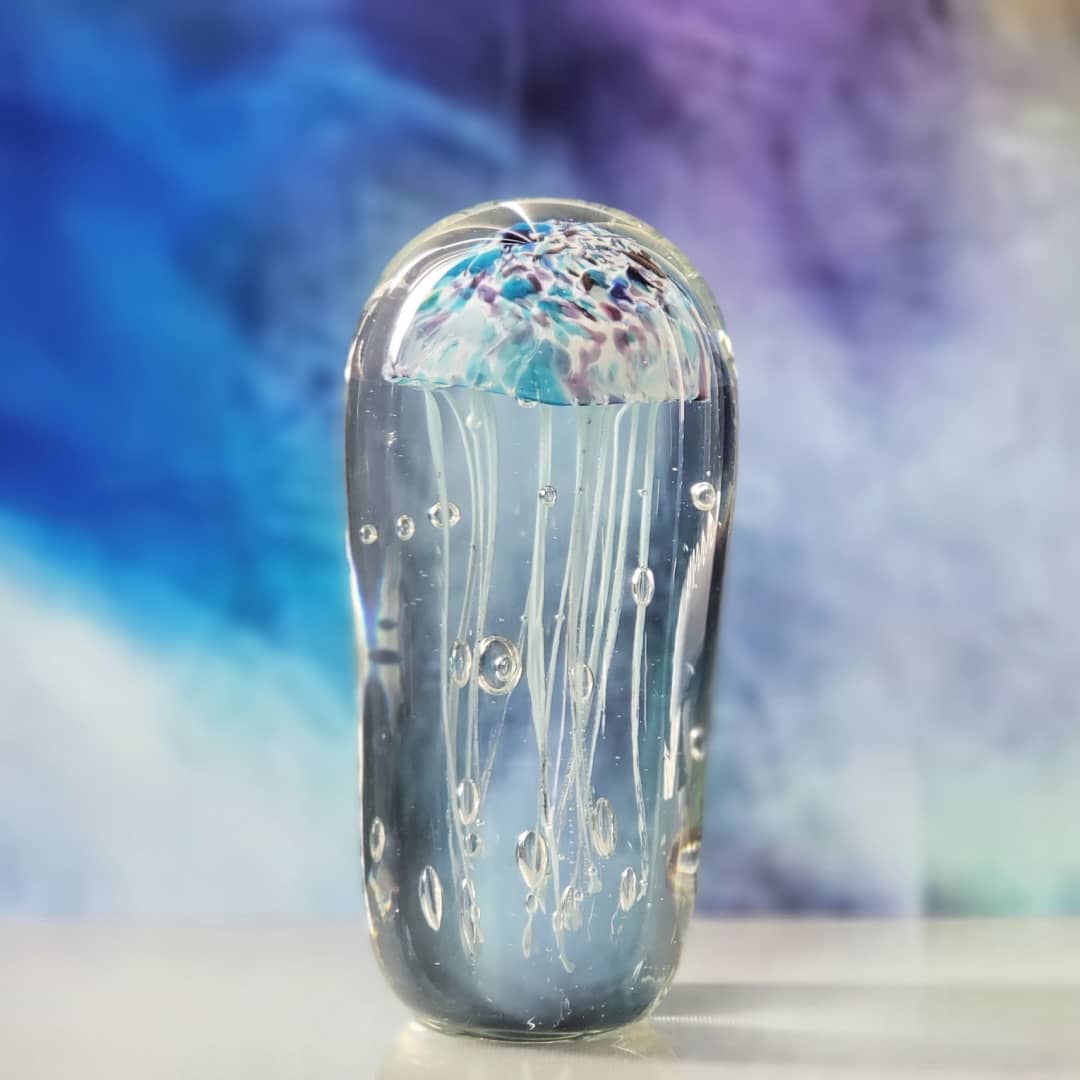 Sean O'Donoghue Glass ~ 'Jellyfish, Small, White' - Curate Art & Design Gallery Sorrento Victoria