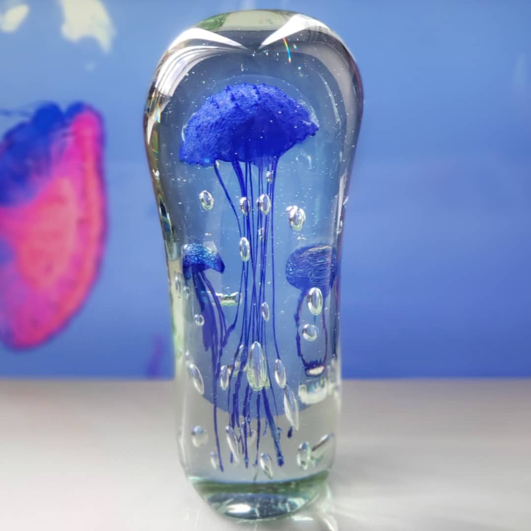 Sean O'Donoghue Glass ~ 'Jellyfish, Triple, Blue' - Curate Art & Design Gallery Sorrento Victoria