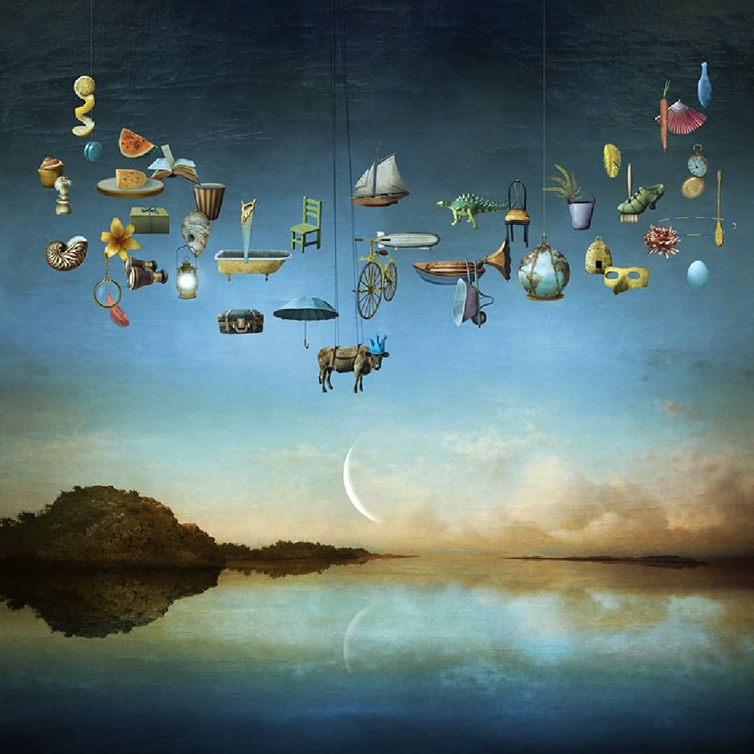 Digital Composite Photography Artist Maggie Taylor Photomontage ~ 'New Moon' - Available in Australia at Curate Art & Design Gallery Sorrento Mornington Peninsula Melbourne