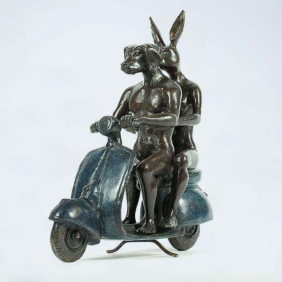 Gillie and Marc Sculpture ~ 'They Were the Authentic Vespa Riders in Rome' (Sold)