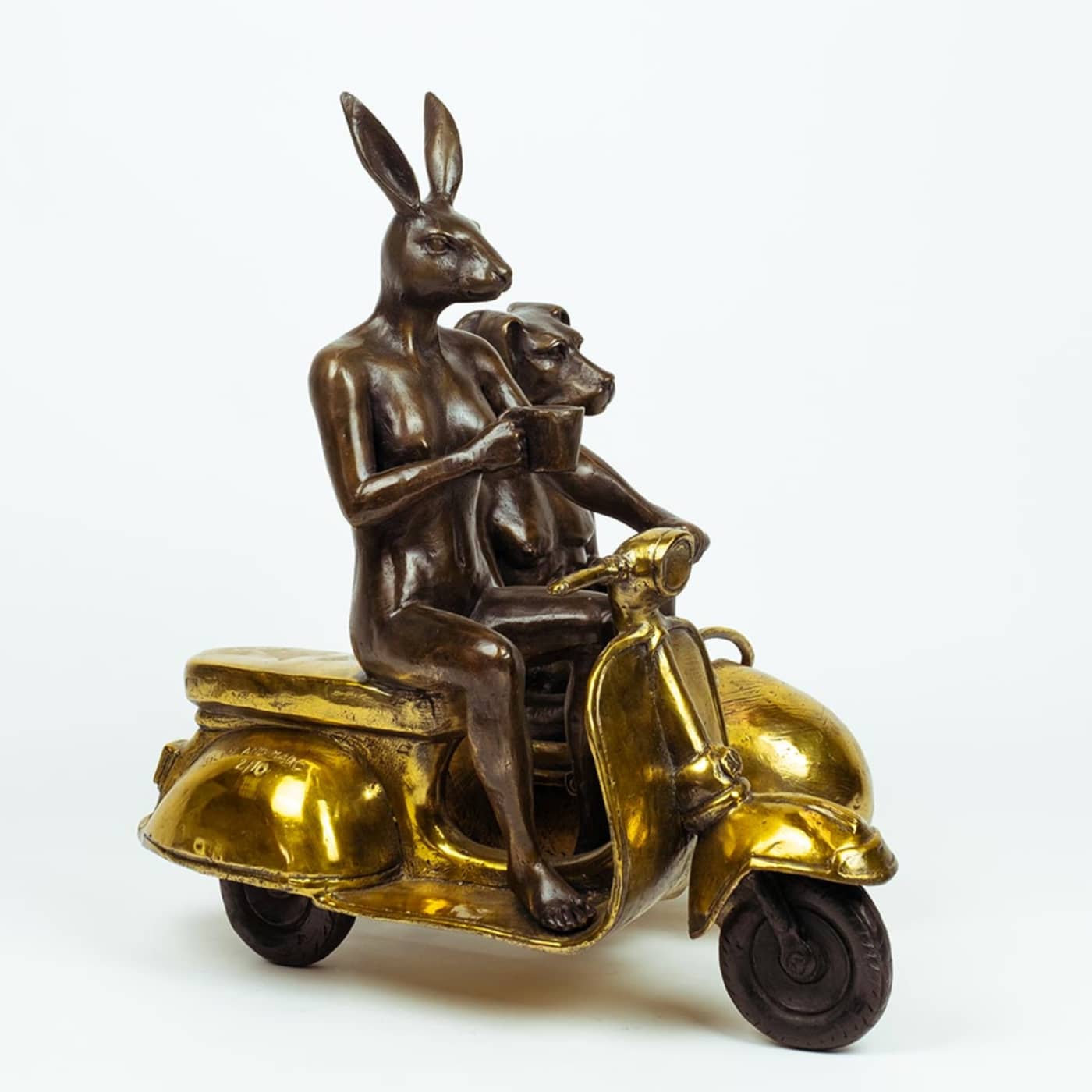 Gillie and Marc Sculpture (Bronze) ~ 'They Were Always Side by Side (Gold)' - Curate Art & Design Gallery Sorrento Mornington Peninsula Melbourne