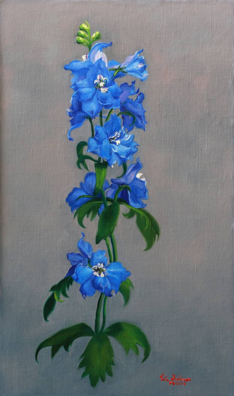 Peninsula-Based Australian Artist Vicki Sullivan Painting ~ 'Blue Delphiniums' - Curate Art & Design Gallery Sorrento Mornington Peninsula Melbourne