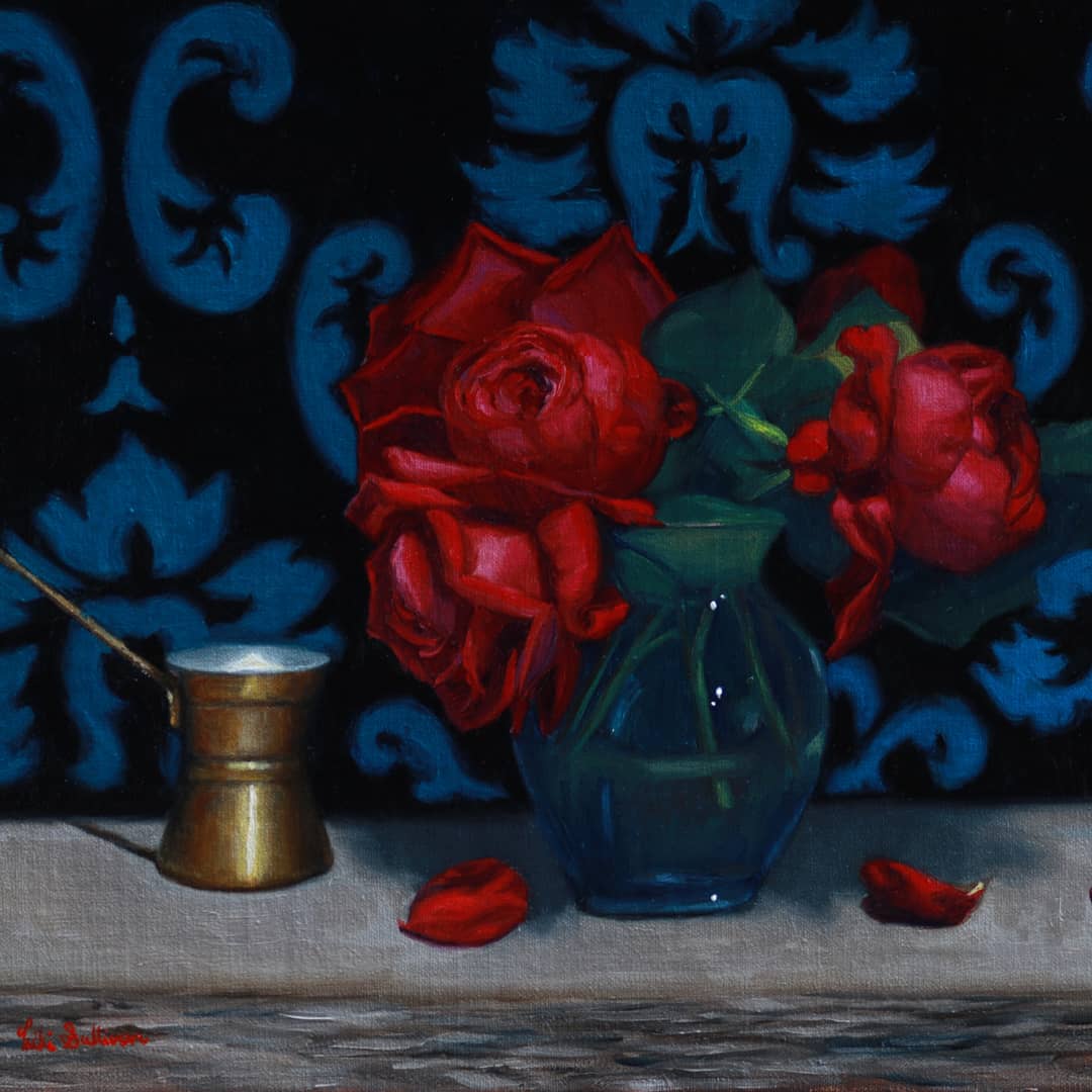 Peninsula-Based Australian Artist Vicki Sullivan Painting ~ 'Mother's Favourite Red Roses' - Curate Art & Design Gallery Sorrento Mornington Peninsula Melbourne