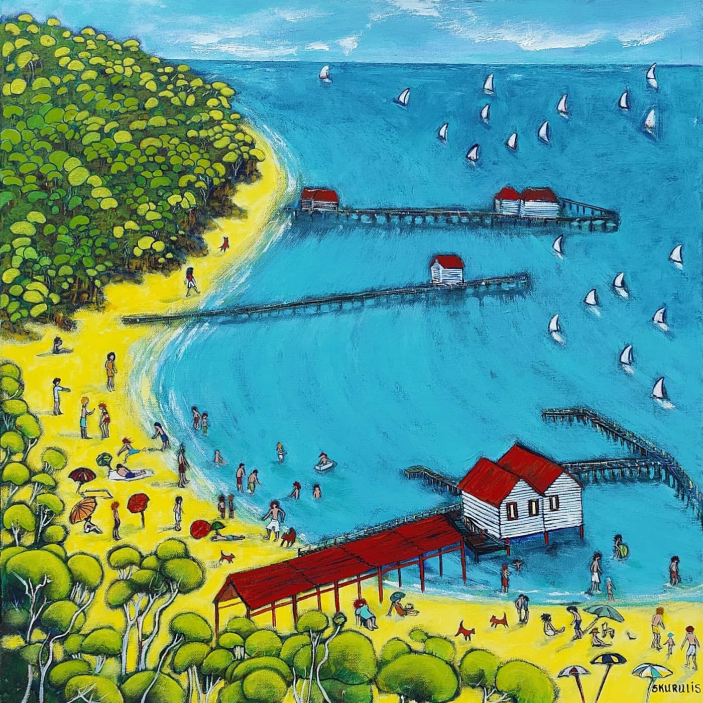 Tasmanian-Based Australian Artist Beverley Skurulis Painting ~ 'Sea You at Sorrento' - Curate Art & Design Gallery Sorrento Victoria