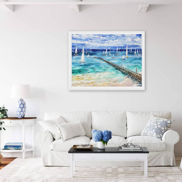 Tasmanian-Based Australian Artist Esther Shohet Painting ~ 'Setting Sail in Sorrento' - Curate Art & Design Gallery Sorrento Victoria