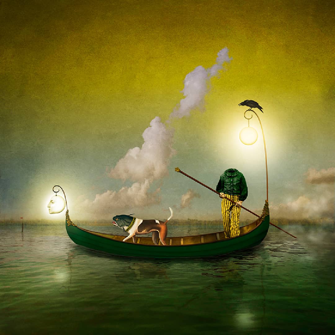 USA-Based Composite Photography Artist Maggie Taylor Photomontage ~ 'Night Ferry' - Curate Art & Design Gallery Sorrento Mornington Peninsula Melbourne